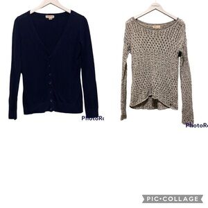 Hollister Gray Open Knit Sweat shirt & Forever 21 button up Cardigan | Size S